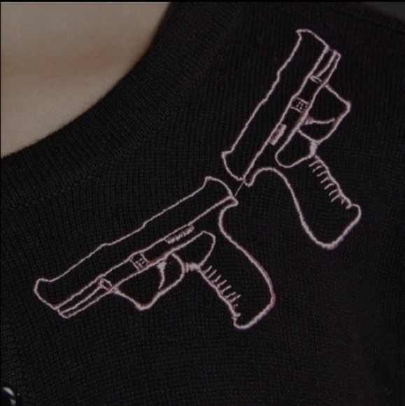 Orphan Black by Hot Topic Cardigan with 2 Pink Guns On Each Shoulder Size S - Picture 5 of 11